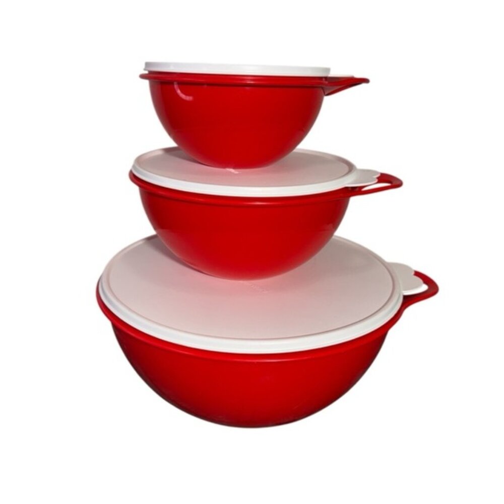 Tupperware 3 Pc Thatsa Bowl Set RED - Picture 8 of 8